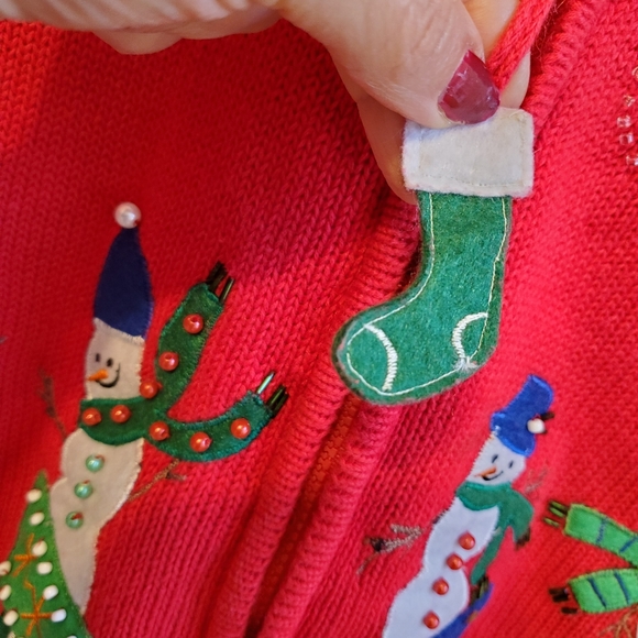 VTG Snowman Stocking UGLY CHRISTMAS SWEATER VEST - Picture 7 of 15